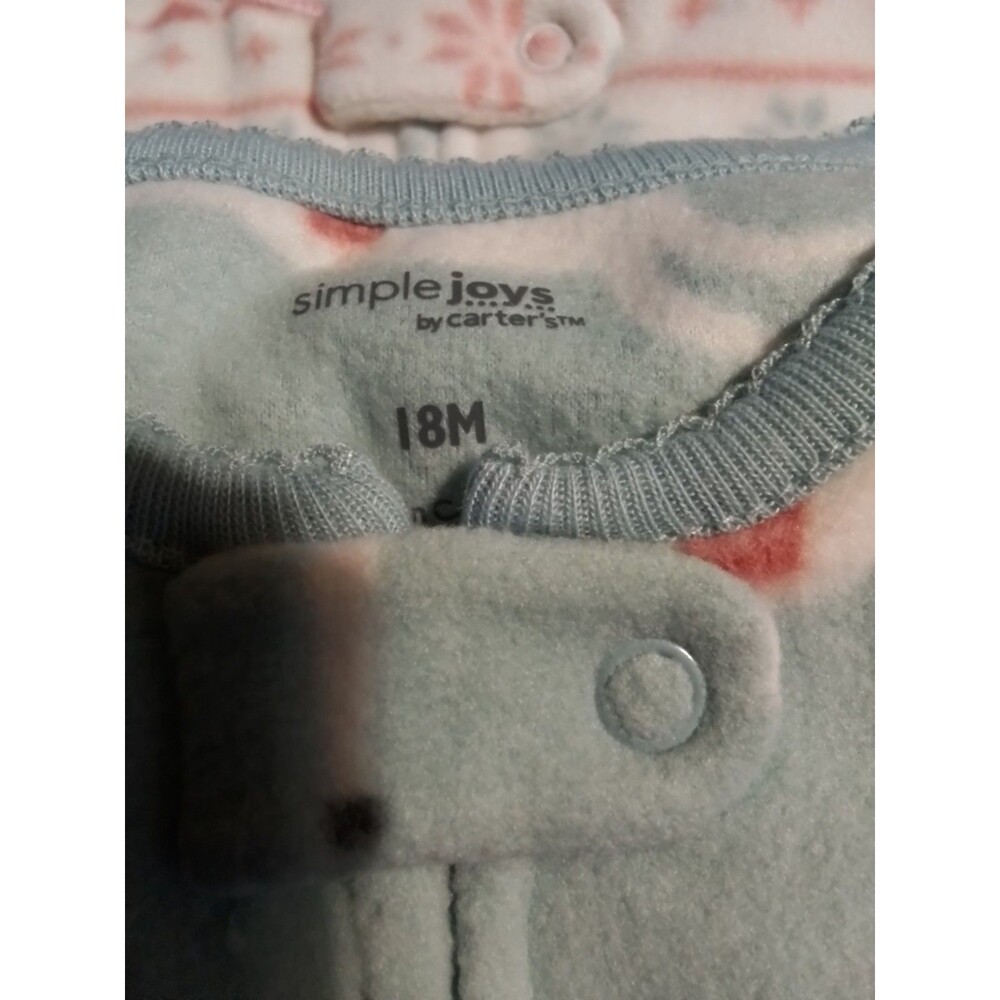 Simple Joys by Carters Baby Girl 18M Fleece Footed Pajamas Unicorn Fair Isle 2pk